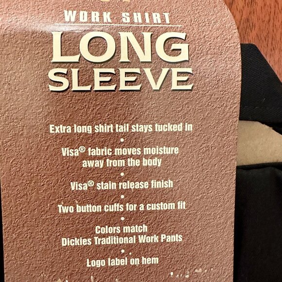 New Dickies Relax Fit 574 Long Tail Work Shirt Men's Size XL Black Easy Care - Picture 9 of 12